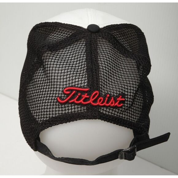 Titleist Hat Cap Adult Black Strap Back Adjustable Mesh Back Embroidered Mens - Picture 3 of 6